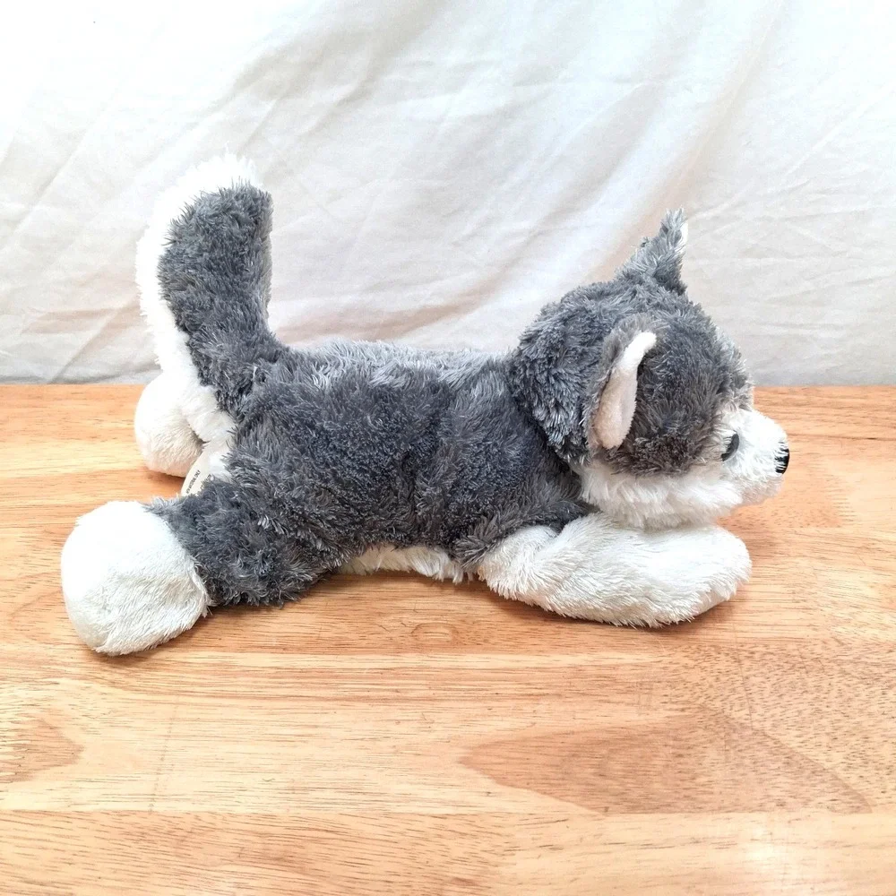 Aurora Plush Husky Dog Gray White Blue Eyes Plush Toy Stuffed Animal 12